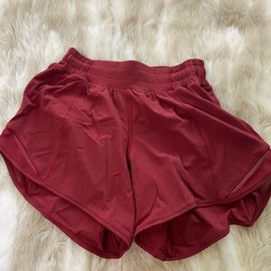 Deep red/maroon lululemon shorts